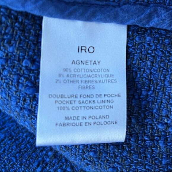 IRO Agnetay Royal Blue Tweed Boucle Cropped Zipper Jacket, Frayed Edge Detail, 2 - Picture 14 of 15